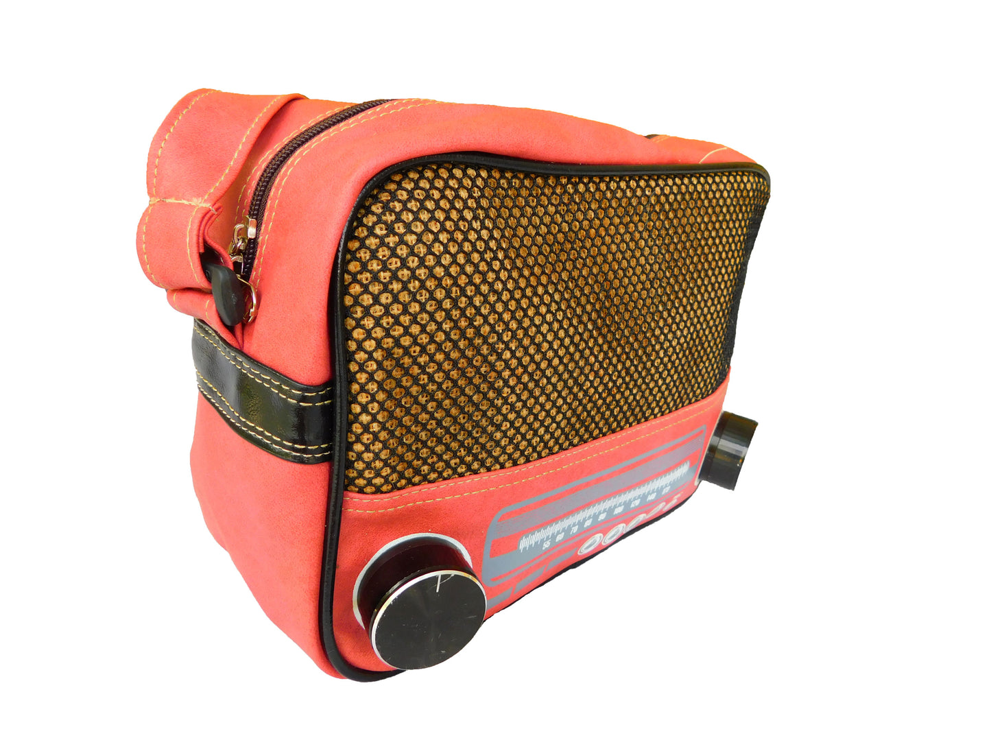 Vintage Radio Umhängetasche – Retro Kofferradio Schultertasche mit Reißverschluss | Kultige Handtasche für Damen & Musikfans