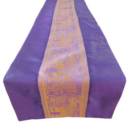 Handgefertigter Tischläufer mit Elefanten-Borte aus Thai-Seide | 90–240 cm | Elegante Tischdeko für Wohnzimmer, Hochzeit & Feste