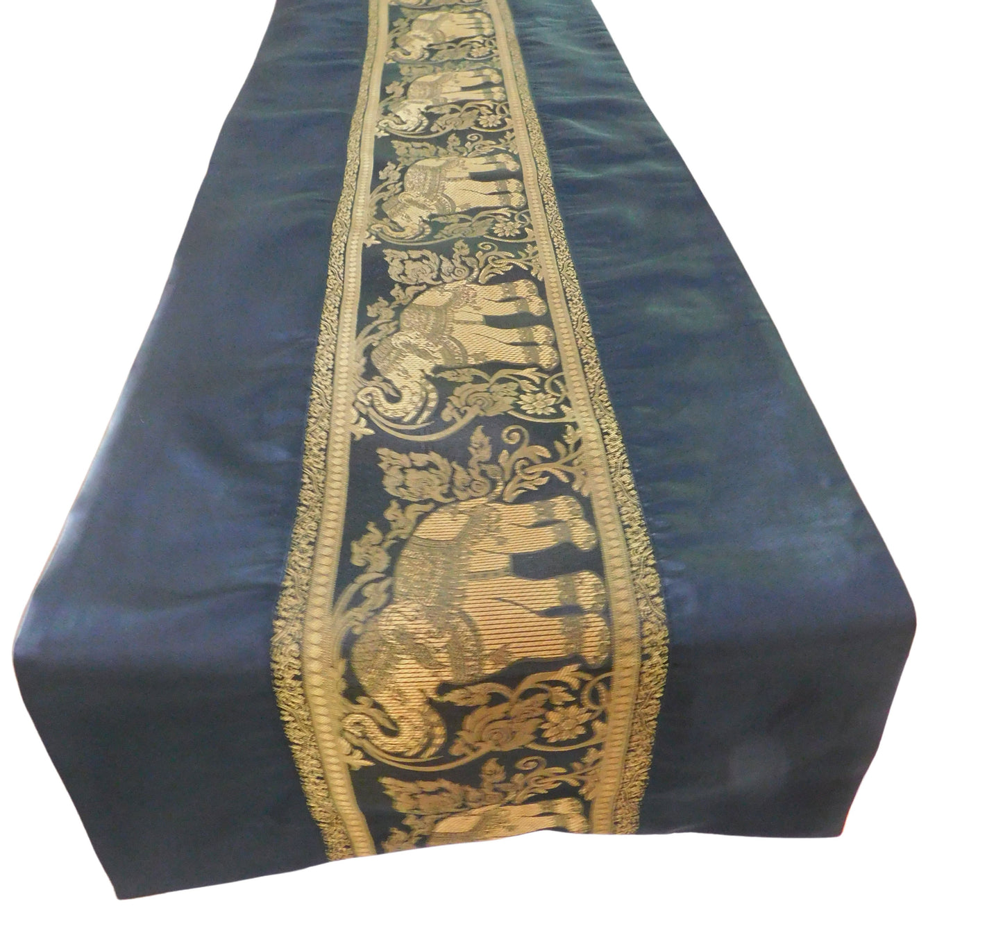 Handgefertigter Tischläufer mit Elefanten-Borte aus Thai-Seide | 90–240 cm | Elegante Tischdeko für Wohnzimmer, Hochzeit & Feste
