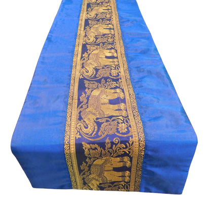 Handgefertigter Tischläufer mit Elefanten-Borte aus Thai-Seide | 90–240 cm | Elegante Tischdeko für Wohnzimmer, Hochzeit & Feste