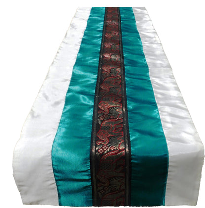 Tischläufer zweifarbig mit Elefanten Borte Weihnachten Festival Geburtstag Hochzeit Party Wohnzimmer Küche Tischdecke aus Thai Seide Thai Silk