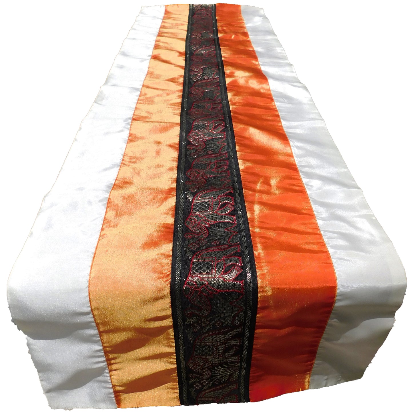 Tischläufer zweifarbig mit Elefanten Borte Weihnachten Festival Geburtstag Hochzeit Party Wohnzimmer Küche Tischdecke aus Thai Seide Thai Silk