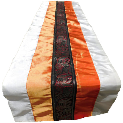 Tischläufer zweifarbig mit Elefanten Borte Weihnachten Festival Geburtstag Hochzeit Party Wohnzimmer Küche Tischdecke aus Thai Seide Thai Silk