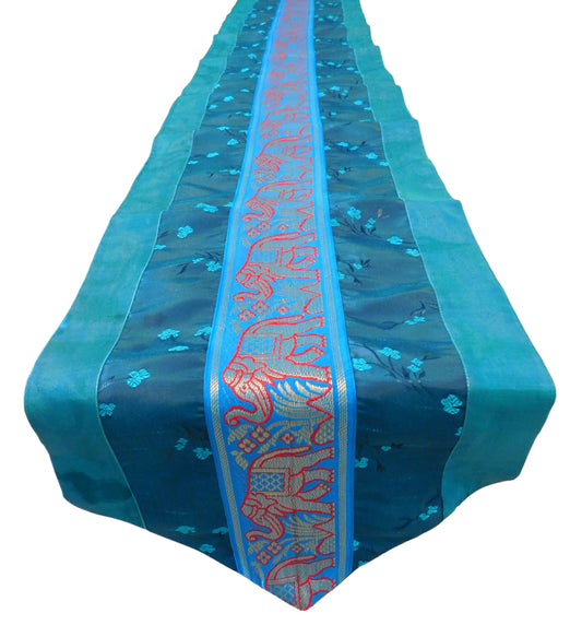 Tischläufer mit Elefanten Blumen Motiv Party Bankett Weihnachten Festival Geburtstag Hochzeit Party Wohnzimmer Küche Tischdecke aus Thai Seide Thai Silk