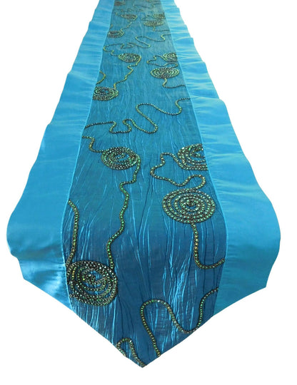 Tischläufer mit Efeu Blumen Strass Motiv Party Bankett Weihnachten Festival Geburtstag Hochzeit Party Wohnzimmer Küche Tischdecke aus Thai Seide Thai Silk