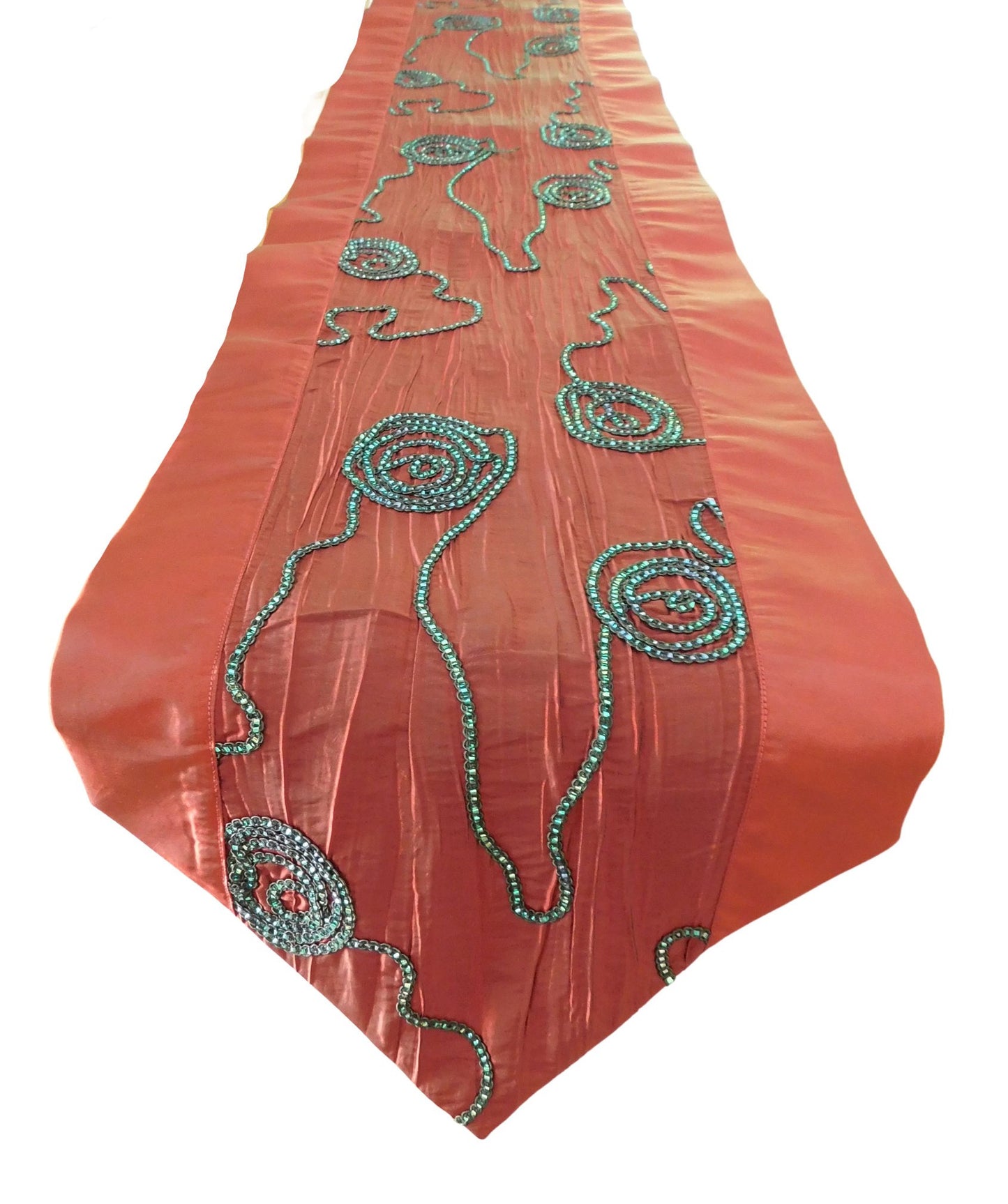 Tischläufer mit Efeu Blumen Strass Motiv Party Bankett Weihnachten Festival Geburtstag Hochzeit Party Wohnzimmer Küche Tischdecke aus Thai Seide Thai Silk