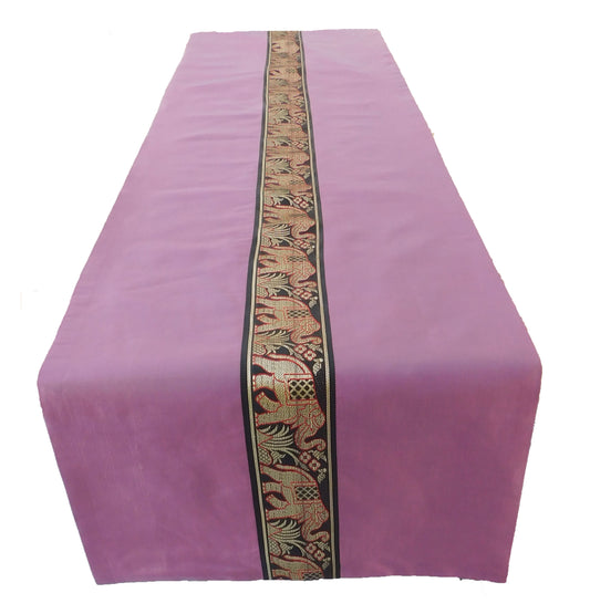 Tischläufer violet Elefanten Motiv Party Bankett Weihnachten Festival Geburtstag Hochzeit Party Wohnzimmer Küche Tischdecke aus Thai Seide Thai Silk 200 cm x 45 cm