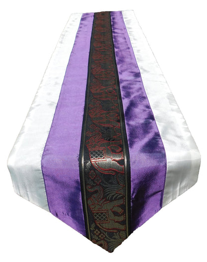 Tischläufer zweifarbig mit Elefanten Borte Weihnachten Festival Geburtstag Hochzeit Party Wohnzimmer Küche Tischdecke aus Thai Seide Thai Silk