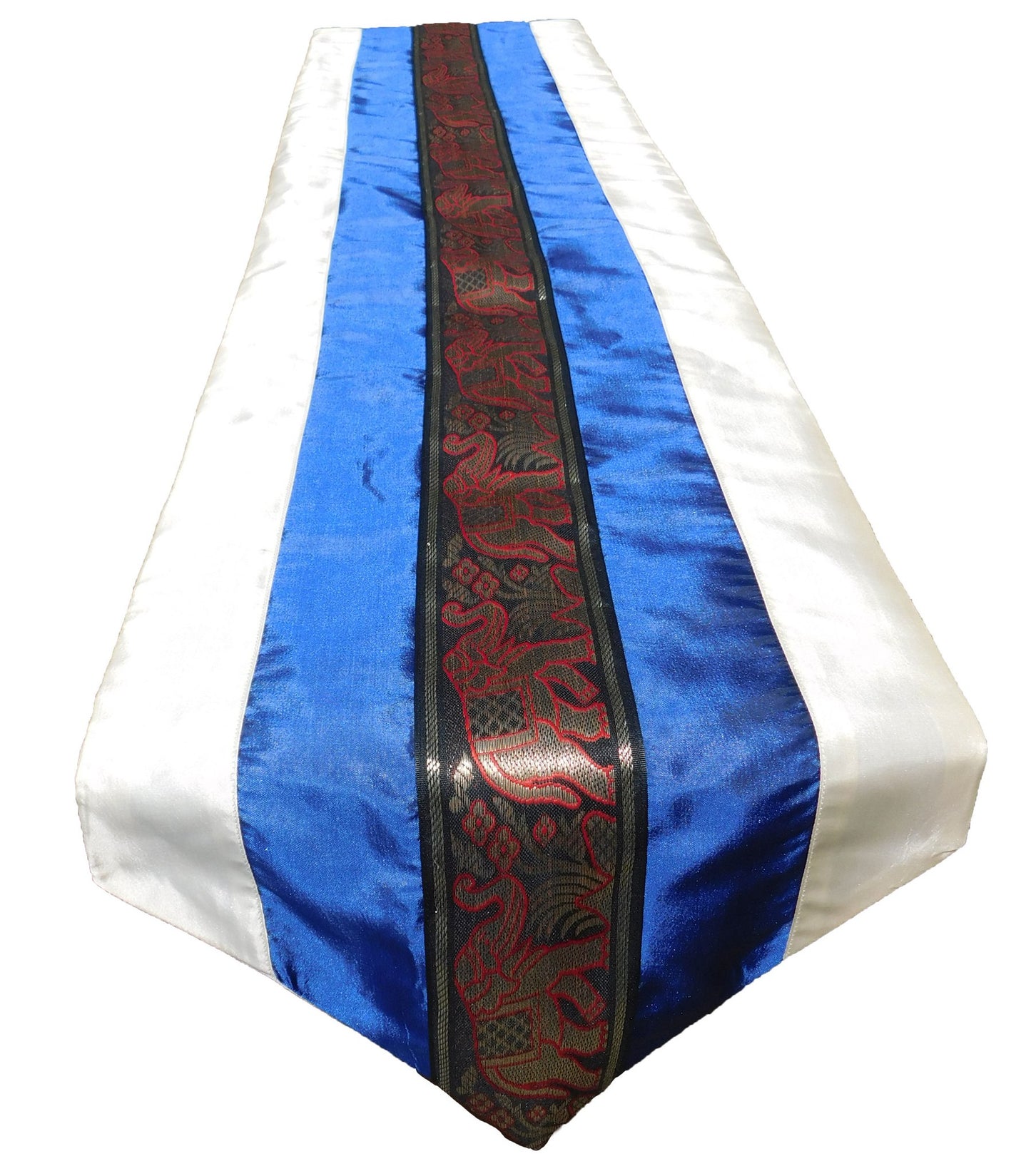Tischläufer zweifarbig mit Elefanten Borte Weihnachten Festival Geburtstag Hochzeit Party Wohnzimmer Küche Tischdecke aus Thai Seide Thai Silk