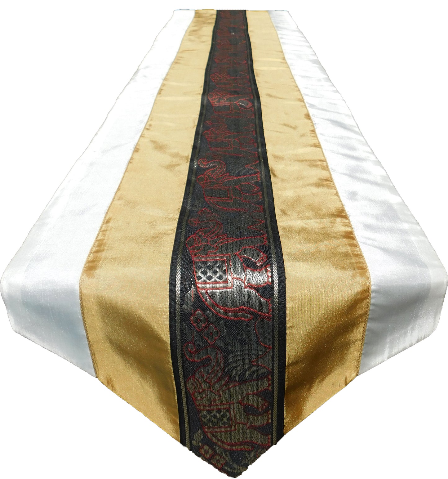 Tischläufer zweifarbig mit Elefanten Borte Weihnachten Festival Geburtstag Hochzeit Party Wohnzimmer Küche Tischdecke aus Thai Seide Thai Silk